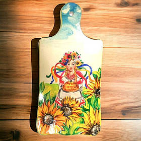 Подарункова обробна дошка "Україна", ручний розпис, 36,5х17х1,5см