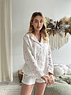 Жіноча Муслінова піжама з кишенями COSY ШОРТИ+СОРОЧКА РОЖЕВІ СЕРЦЯ, фото 3