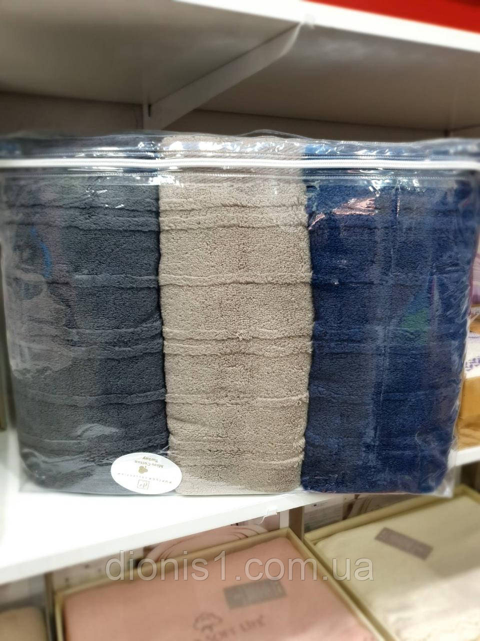 Лазневий мікрокоттоновий рушник 3 шт. в уп. Розмір 70х140 — 100% бавовна. Туреччина, фото 1