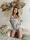 Жіноча Муслінова піжама з кишенями COSY ШОРТИ+СОРОЧКА ФАРБИ M3212PS, фото 5