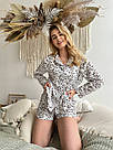 Жіноча Муслінова піжама з кишенями COSY ШОРТИ+СОРОЧКА ФАРБИ M3212PS, фото 10