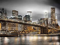 Алмазная мозаика вышивка Огни большого города ночной город Бруклинский мост на подрамнике 5d 40х50 см