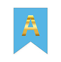 Літера "А" для індивідуальної гірлянди, золото на білому.