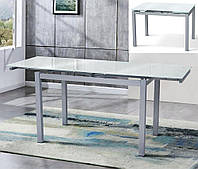 Стол Венди белый раскладной прямоугольный стеклянный 110/170х70 см, белое стекло/серый каркас