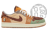 Женские кроссовки Jordan 1 Low Beige Brown Green ALL11636