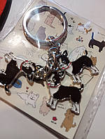 Брелок на ключі металевий собака цуценя пес чихуа хуа чорний білий