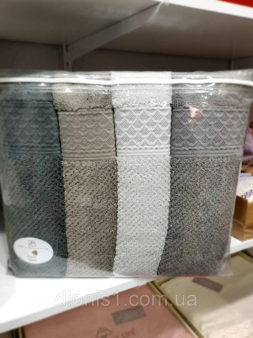 Лазневий рушник жакард 4 шт. в уп. Розмір 70х140 — 100% бавовна. Туреччина, фото 1