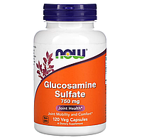 Глюкозамин сульфат, Glucosamine Sulfate, Now Foods, 750 мг, 120 растительных капсул (NOW-03235)