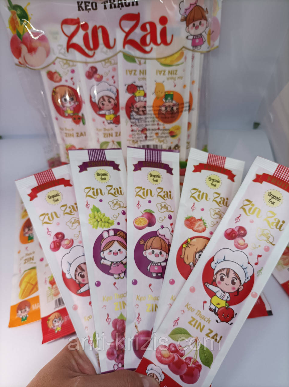 Органічні цукерки-стики желейні "Keo Thach Zin Zai" фруктове желе асорті 800 г. (В'єтнам) ПОСТАВКА 2025!