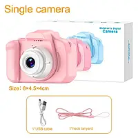 Детский цветной фотоаппарат со шнурком на шею розовой для девочки