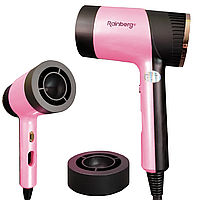 Профессиональный фен на 10800Вт + насадка для объема, Rainberg RB-2252, Розовый / Мощный фен для сушки волос
