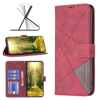 Чохол-книжка BF Color Geometric для Motorola G72 Rose Red