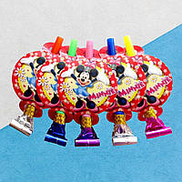 Язычки гудки карнавальные детские Минни Маус набор свистков 5 штук 10 см