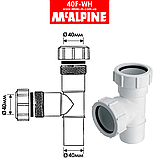 Трійник пластиковий компресійний 40х40х40 мм з 2 гайками + розтруб 40F-WH McAlpine, фото 2