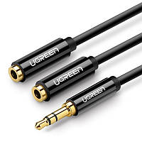 Кабель сплиттер разветвитель UGREEN mini jack 3.5mm Male to 2 Female Audio Cable (20cm). Black