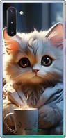 Чехол на Samsung Galaxy Note 10 White cat "5646u-1718-71305"