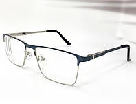 Коригуючі окуляри для зору унісекс комп'ютерні прямокутні в металевій сріблястій оправі дужки на флексах