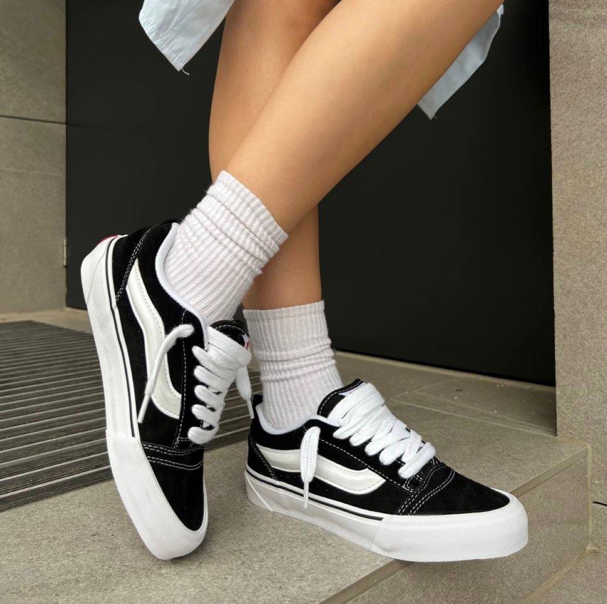 Кеды Vans Old Skool KNU Platform Ванс Кну черно-белые на высокой ...