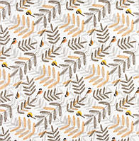 Ткань фланель веточки птички 228 см для постельного белья пеленок