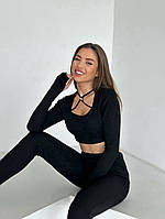 Модный стильный спортивный костюм Трикотаж Рубчик Мустанг 42-44,44-46 Цвета 3 Чёрный