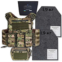 Плитоноска 2ARMOR с плитами 2 клас ДСТУ 8782:2018 Cordura 1000D с бал.пакетом и напашником MultiCam