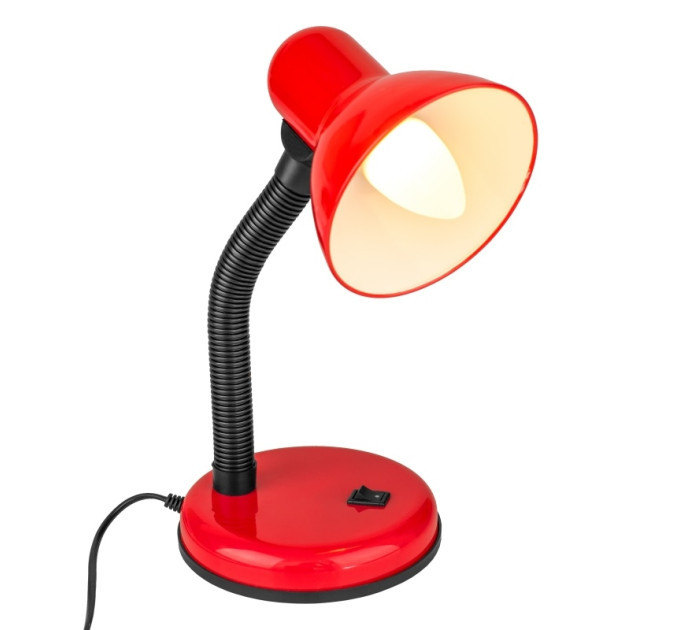 Настільна лампа Brille червоного кольору з поворотним металевим плафоном під лампу E27 IP20