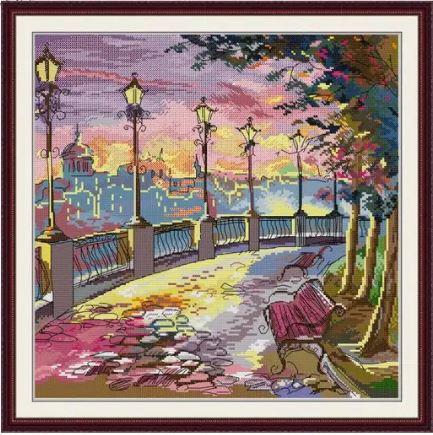 Набір для вишивання за нанесеною на канву схемою "Street Lights". AIDA 14CT printed 41*41 см