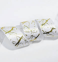 Атласна стрічка "Мармур", 4 см х 2,8 м., колір - білий