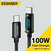 Кабель ESSAGER Type-C to Type-C Enjoy LED Digital Display 2м Black (EXCTT1-XYA01-P), фото 2