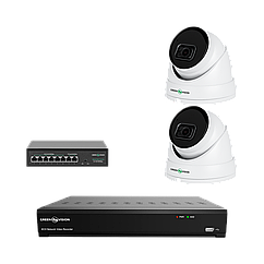 Комплект відеоспостереження на 2 IP камери 5MP для вулиці/будинку GreenVision GV-IP-K-W79/02 (Ultra AI)