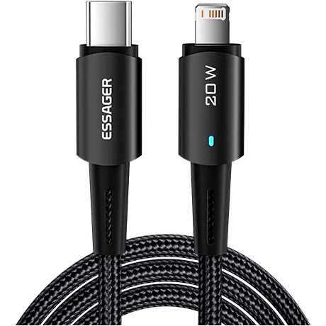 Кабель зарядний ESSAGER USB-C to Lightning Sunset 20 W Charging Cable 2 м Black (EXCTL-CGA01)
