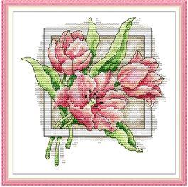 Набір для вишивання за нанесеною на канву схемою "Tulip". AIDA 14CT printed 21*21 см