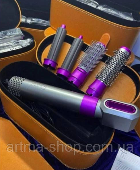 Стайлер для волосся 5 в 1 Dyson з насадками 5 в 1 у шкіряному кейсі Мошність 1000 Ватів, якість висока