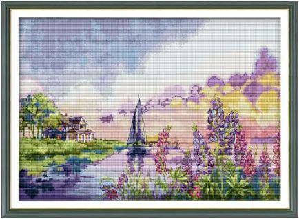 Набір для вишивання за нанесеною на канву схемою "Riverside 2". AIDA 14CT printed 47*34 см