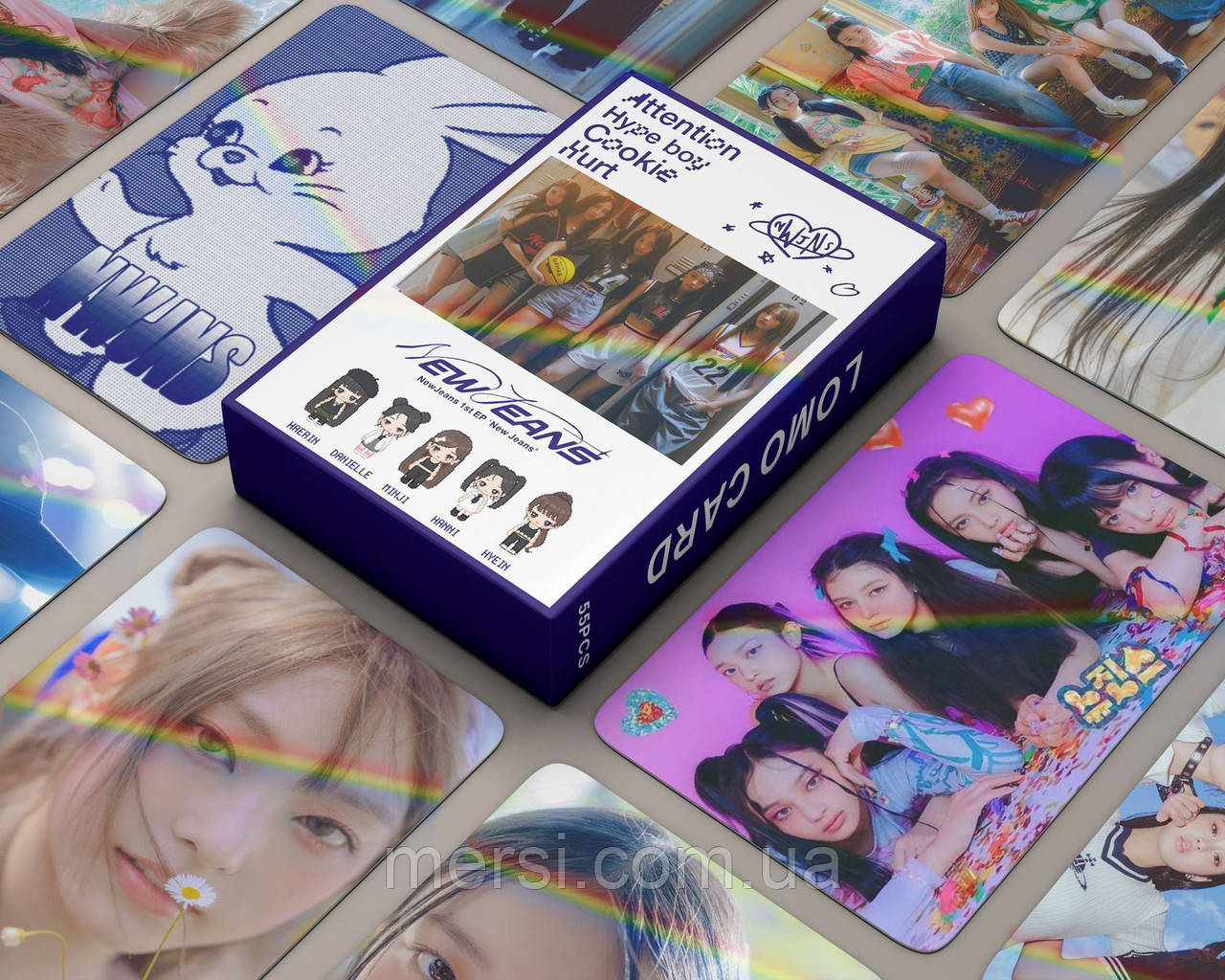 Голографічні Картки newjeans к-поп K-POP lomo card картки нью джінс - Attention - 55 шт