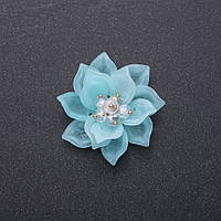 Фурнітура нашивка Квітка Лотоса блакитний акрил d-40мм