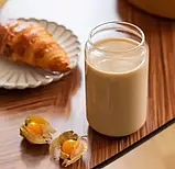 Набір скляних баночок 3 по 500 мл для коктейлів термостійка з бамбуковою кришкою і скляною трубочкою, фото 6