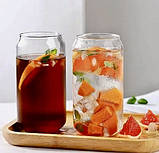 Банка скляна 450 мл для коктейлів термостійка з бамбуковою кришкою та скляною трубочкою, фото 10