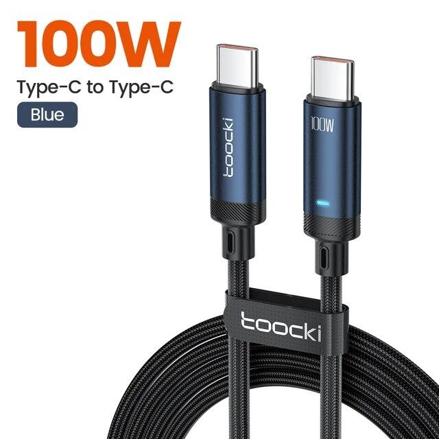 Кабель Toocki Type-C to Type-C 5A PD100W 2м Blue (TQ-X48)