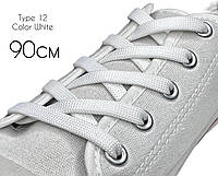 Шнурки для обуви 90см Белые плоские 8мм полиэстер