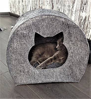 Будиночок для кота з повсті "Намет" сірий