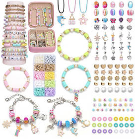 Дитячий набір для створення шарм браслетів і прикрас з намистин і плоского бісеру для дівчаток (60464)