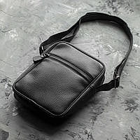 Чоловіча сумка-барсетка через плече Modern чорна з екошкіри месенджер