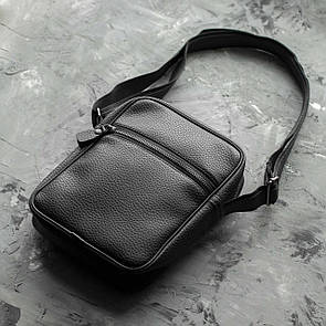 Чоловіча сумка-барсетка через плече Modern чорна з екошкіри месенджер