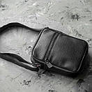 Чоловіча сумка-барсетка через плече Modern чорна з екошкіри месенджер, фото 4