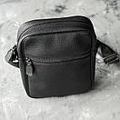 Чоловіча сумка-барсетка через плече Modern чорна з екошкіри месенджер, фото 5