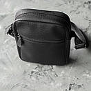 Чоловіча сумка-барсетка через плече Modern чорна з екошкіри месенджер, фото 9