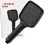 Лійка для душу ЧОРНА Квадратна KOER KP-0402-05 BLACK 3 функції (Колір чорний), фото 3