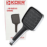 Лійка для душу Квадратна KOER KP-0402-01 CHROM 3 функції (Колір хром і чорний), фото 4