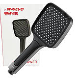 Лійка для душу ГРАФІТОВА Квадратна KOER KP-0402-07 GRAPHITE 3 функції (Колір графіт), фото 4